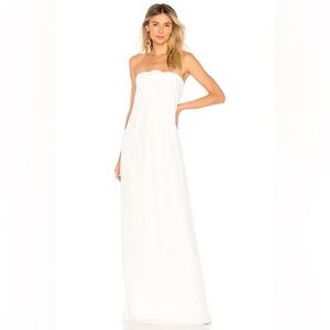 NWT Halston Crepe Strapless White Bustier Corset Maxi Knot Gown, Size 6